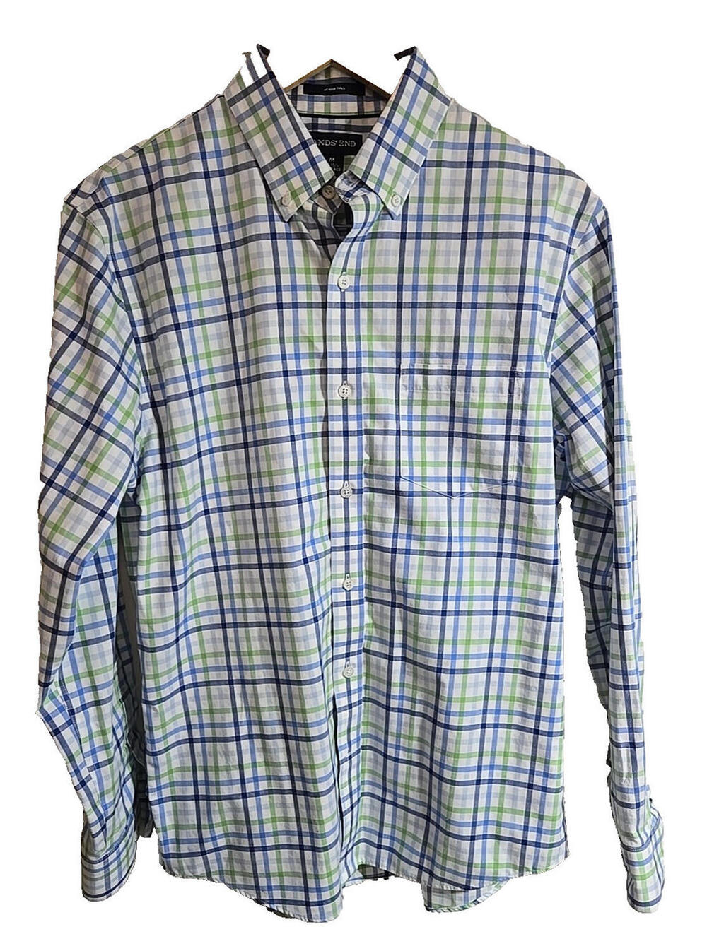 Land's End Tailored Fit Men's Button-Down Plaid Size M 15/15.5